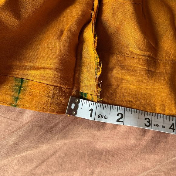 Mustard Yellow Shibori Tie Dye Saree Orange Green Chiffon Indian Sari - Picture 15 of 15